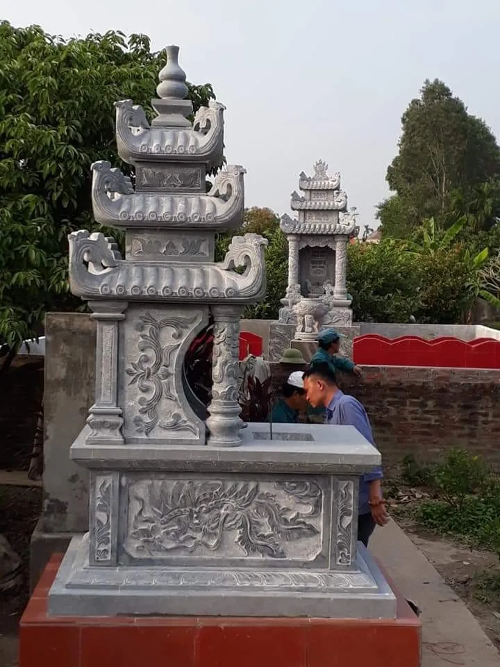 Mộ 3 đao đá xanh đen